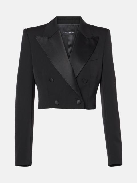 Dolce & Gabbana Cropped cotton-blend tuxedo jacket