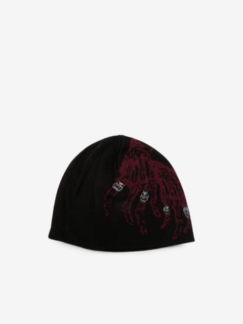 Thug Club graphic-knit skull-patch beanie hat