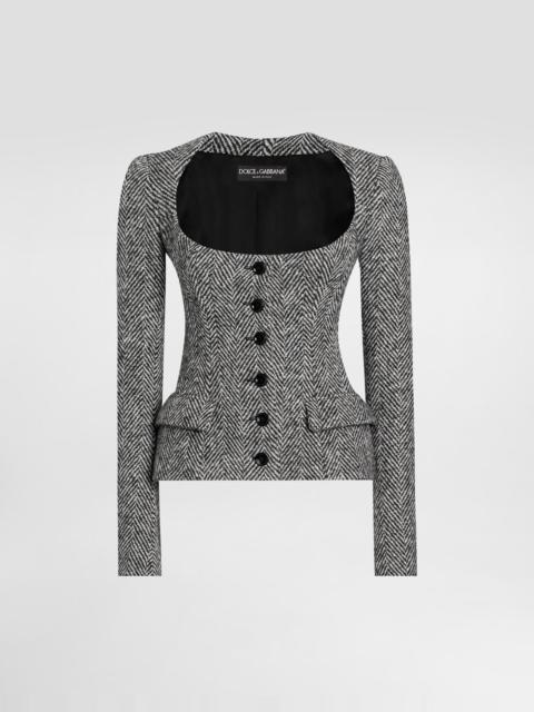 Dolce & Gabbana Single-breasted jacket in wool chevron