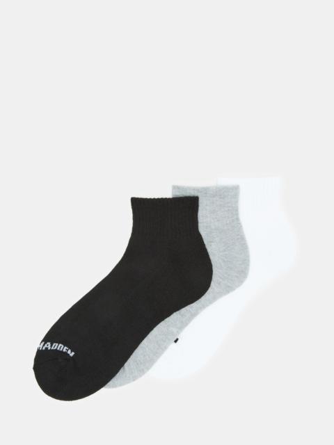 STEVE MADDEN SPORT CUSHION QUARTER SOCKS BLACK/WHITE