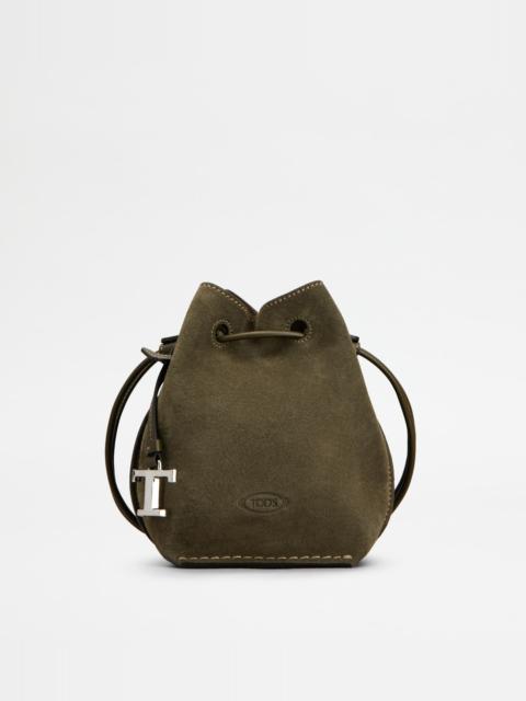 Tod's BUCKET BAG IN SUEDE MICRO - GREEN