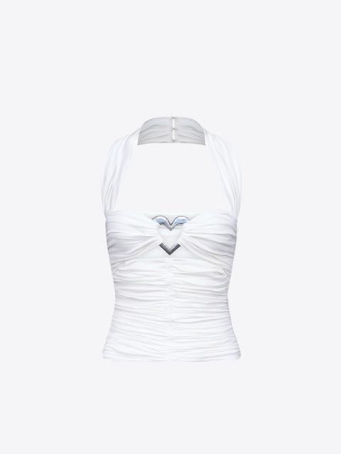 AREA HEART RUCHED HALTER TOP