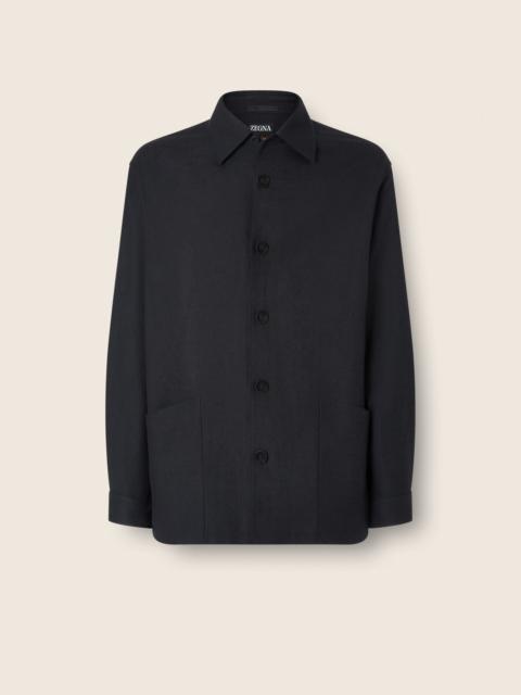 ZEGNA BLACK SILK OVERSHIRT