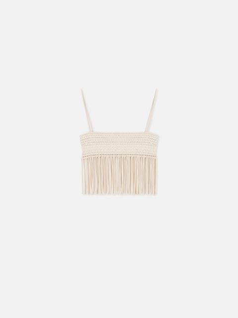 Nanushka Fringed Woven Seersucker Top