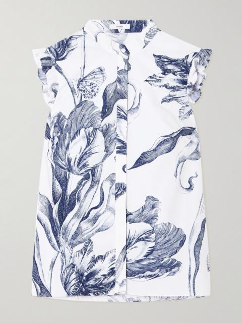 Erdem Ruffled Floral-print Cotton-poplin Blouse