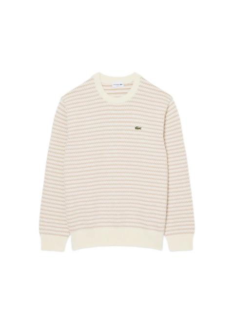 LACOSTE LOGO-PATCH TEXTURED-KNIT SWEATER