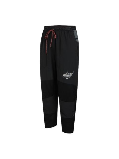 Nike Letter Printing Pocket Splicing Sports Cropped Trousers Men's Black DA1153-010