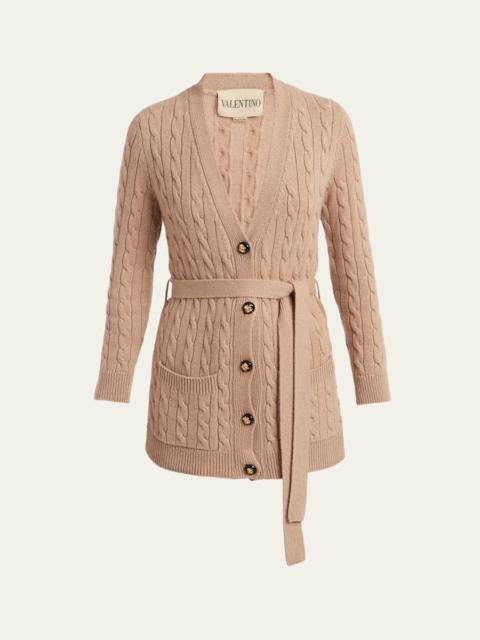 Valentino Cable-Knit Longline Cashmere Cardigan