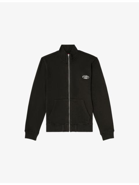 Diesel S-Ginn-Zip-Iod Zip-Up Cotton-Jersey Sweatshirt