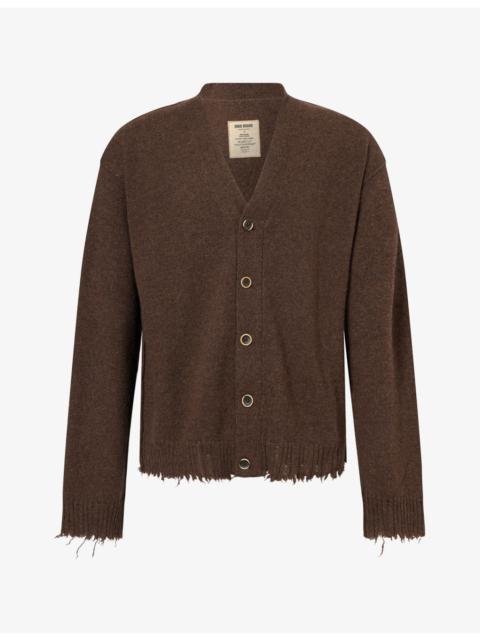 UMA WANG V-Neck Raw-Edge Cashmere Cardigan