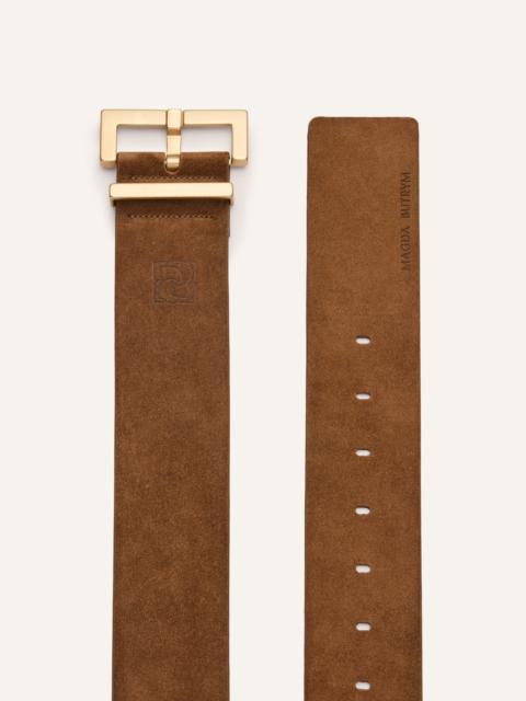 MAGDA BUTRYM Minimalist brown suede belt in gold
