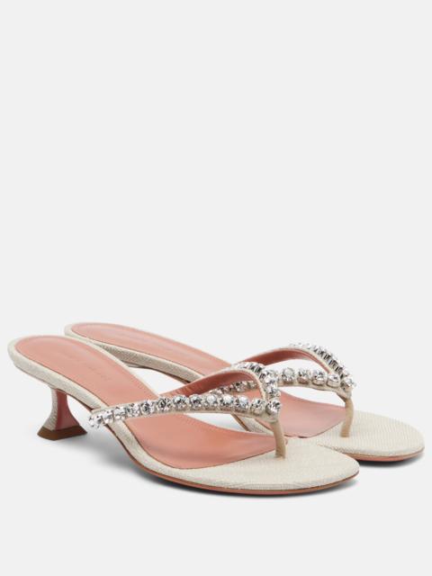 Amina Muaddi Gigi embellished canvas thong sandals