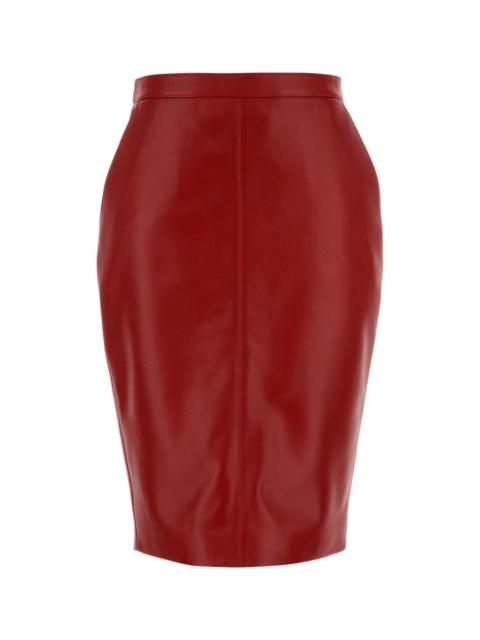 SAINT LAURENT Red Leather Skirt