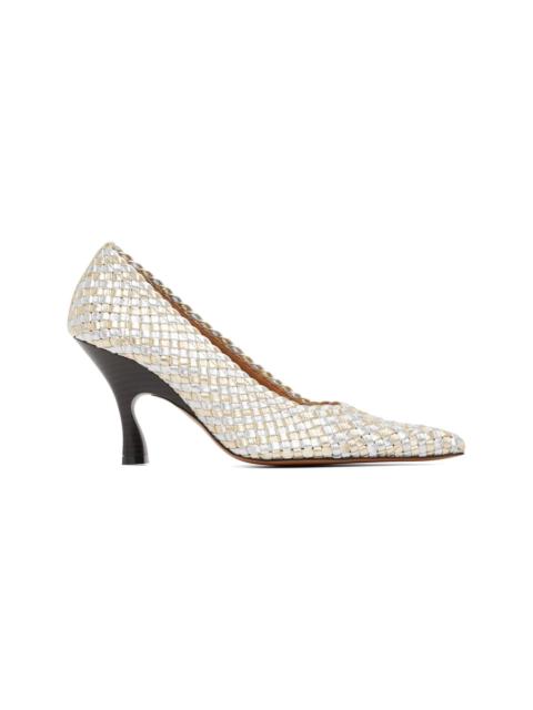 Stella McCartney Silver & Gold Elsa Woven Metallic Heels