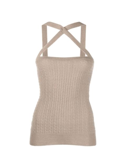 cable-knit halterneck top