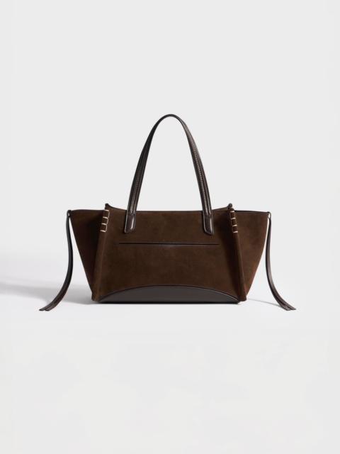 JW Anderson ELONGATED LOAFER CABAS BAG IN BROWN SUEDE