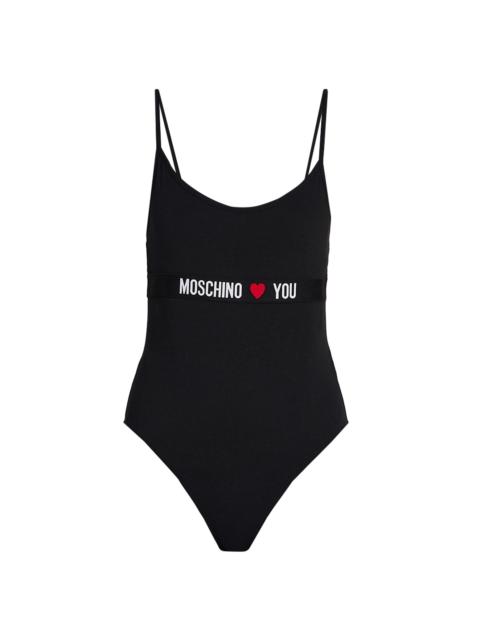 Moschino Women's " Loves You" Stretch-Cotton Jersey Bodysuit - Black