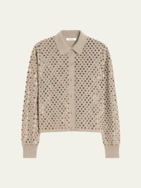 Max Mara Studio Ragno Sequin-Embellished Wool Cardigan