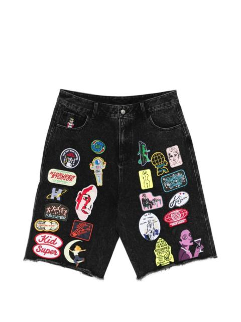 KidSuper patches-appliqué denim shorts