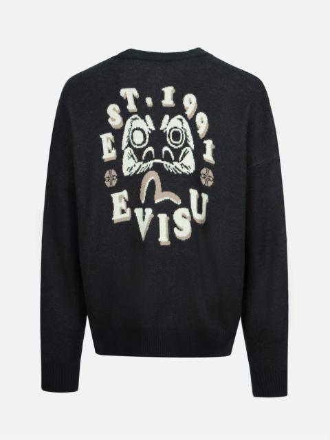 EVISU SEAGULL AND DARUMA INTARSIA RELAX FIT KNIT SWEATER