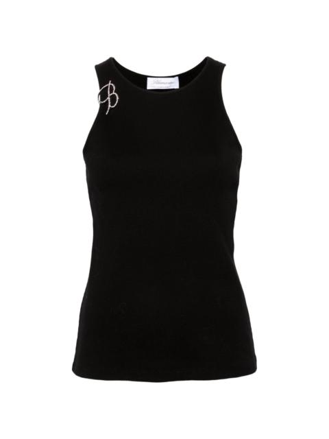 Blumarine logo-brooch fine-ribbed tank top