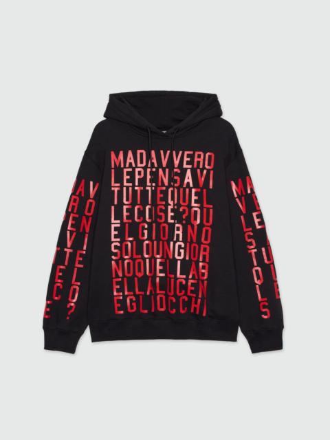 MSGM Caterina Frongia x MSGM Black Hoodie with Quotes