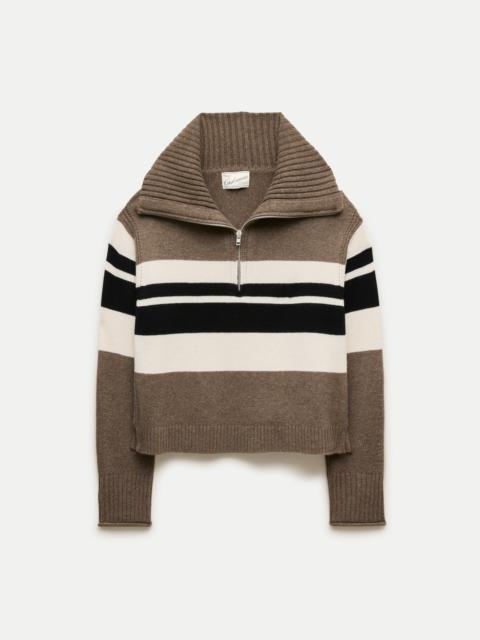 J.CREW Cashmere quarter-zip sweater in placed stripe