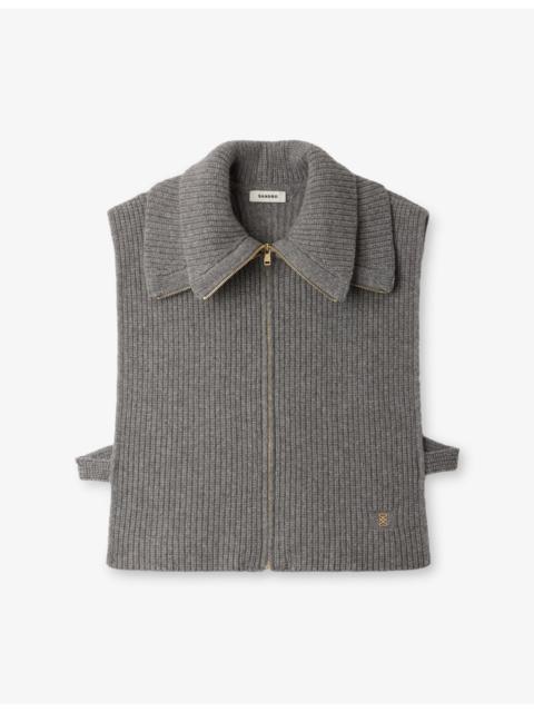 Sandro Zipped Trucker Wool Collar