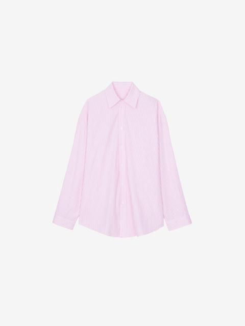 The Frankie Shop Rimini Oversized Poplin Shirt - Pink/White Stripe
