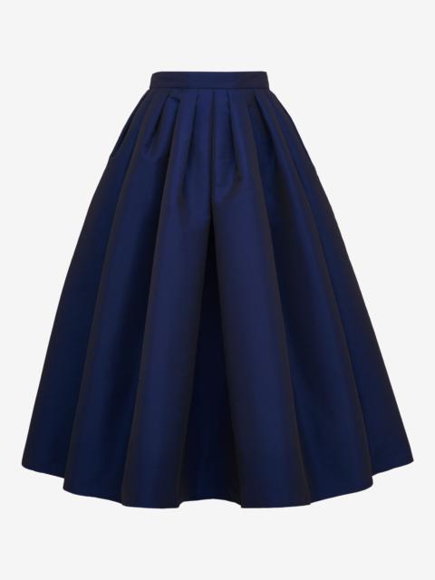 Alexander McQueen Women's Pleated Midi Skirt in Electric Navy