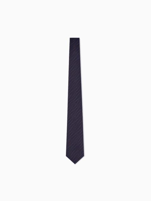 GIORGIO ARMANI SILK TIE WITH HERRINGBONE PATTERN