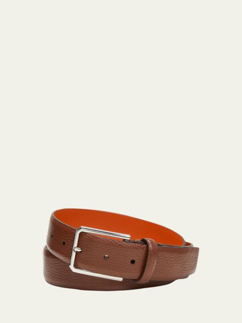 Santoni Men's Grained Leather Belt