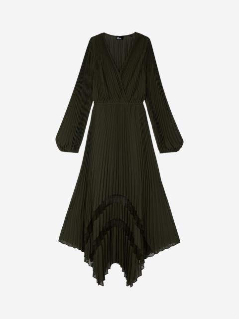 The Kooples KHAKI PLEATED MAXI DRESS