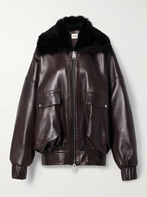 KHAITE Daemon Oversized Shearling-trimmed Leather Jacket