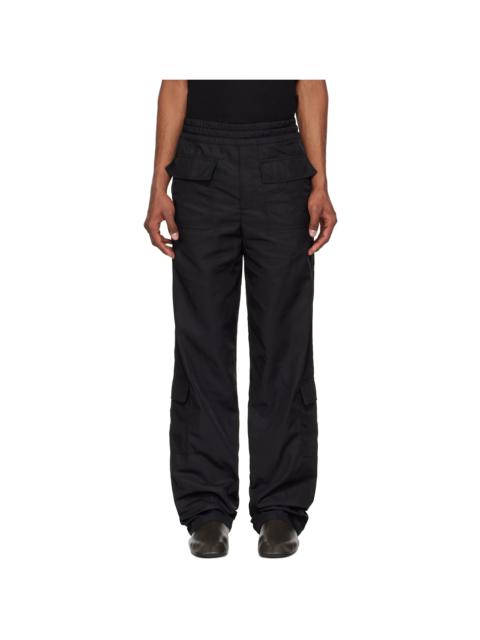 Dries Van Noten Black Sateen Cargo Pants