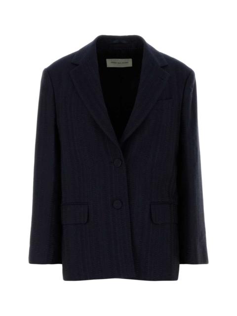 Dries Van Noten Dries Van Noten Wool-Blend Oversized Blazer — Navy