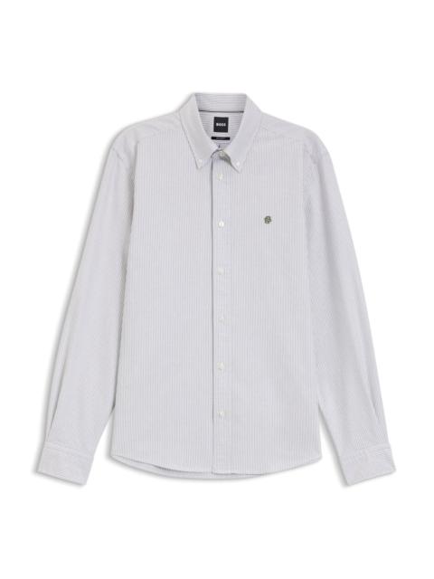 BOSS REGULAR-FIT BUTTON-DOWN SHIRT IN STRIPED OXFORD COTTON