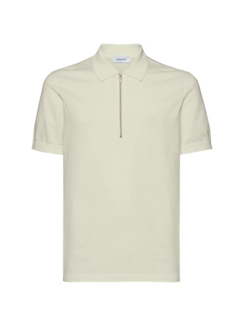 Tシャツ・カットソー FERRAGAMO FW25 Logo embroidery polo shirt (784281 NEWNAVY) Cotton polo shirt with zip closure - Men | Ferragamo