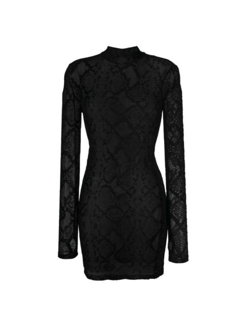 snakeskin-print sheer dress