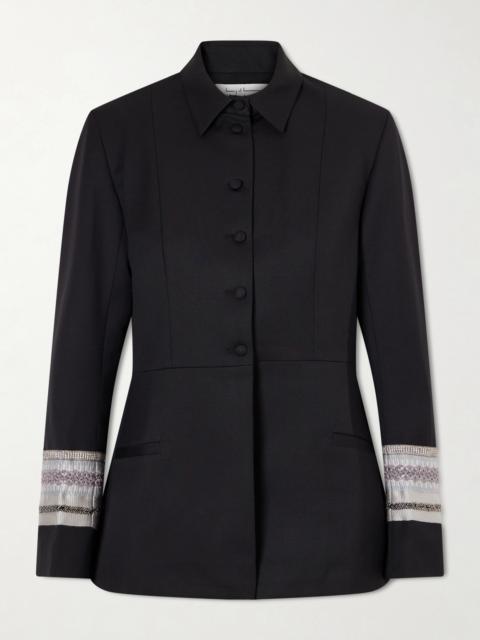 ABADIA Grosgrain-trimmed Wool-blend Twill Jacket