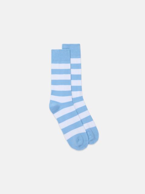 J. PRESS SKY & WHITE HOOP STRIPE COTTON SOCKS