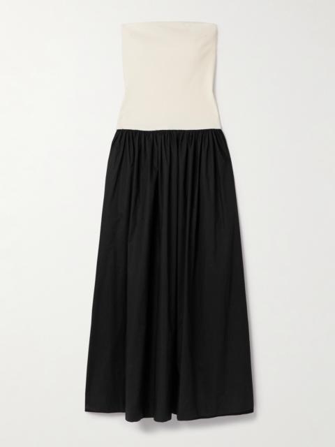 ESSE Studios Duo Strapless Stretch-knit And Organic Cotton-poplin Maxi Dress