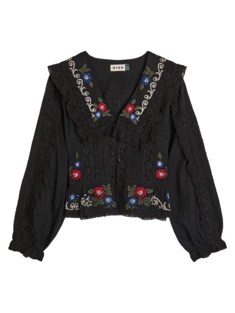 RIXO Rixo Maribelle Floral-embroidered Cotton Blouse
