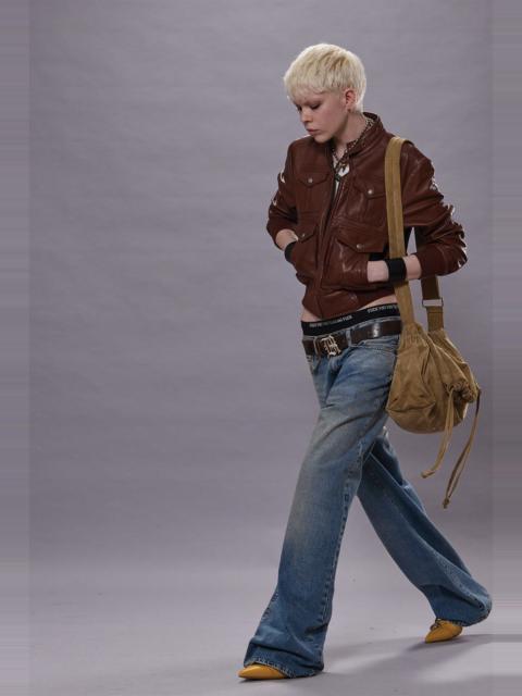 R13 SHRUNKEN ZIP-UP LEATHER JACKET