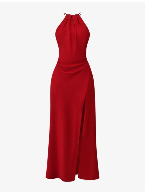 House of CB Zanab halter-neck thigh-split woven maxi dress