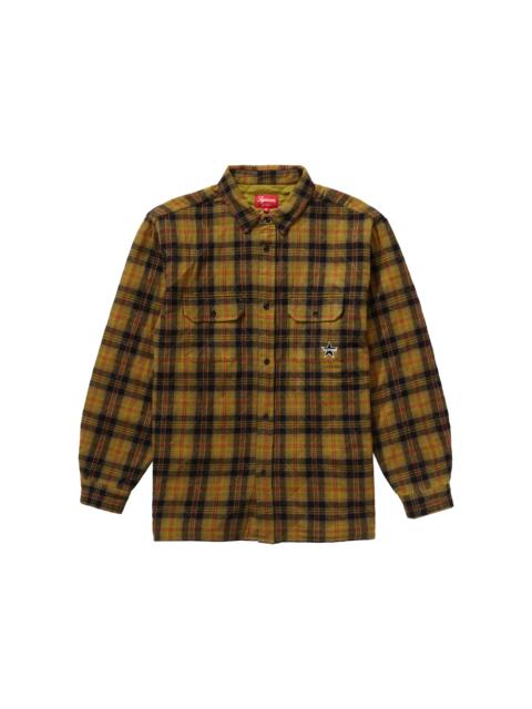 Supreme Supreme Quilted Plaid Flannel Shirt Olive
