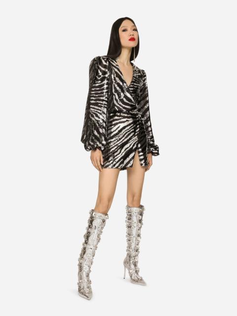 Short sequined wrap dress