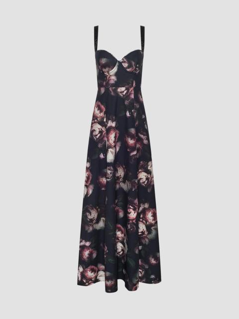 L'AGENCE Women's Sutton Floral Print Maxi Dress - Black Mauve Rose