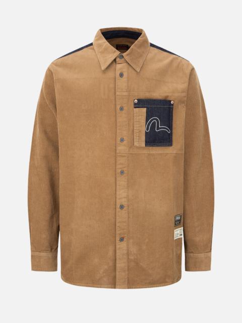 EVISU LOGO EMBROIDERY CORDUROY SHIRT