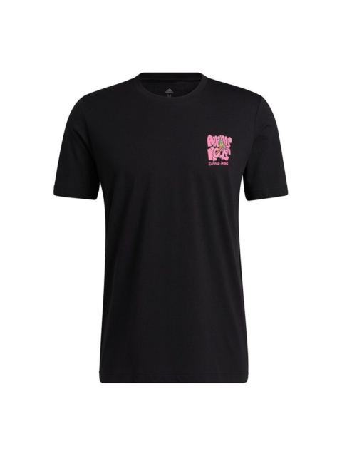 adidas adidas Lil Stripe Boba Funny Printing Logo Basketball Sports Short Sleeve Black HB5486